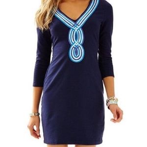Lilly Pulitzer Clarkson Blue Shift Dress Size Medium Preppy Nautical Beachy